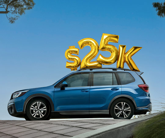 Car with a 25K balloon on top