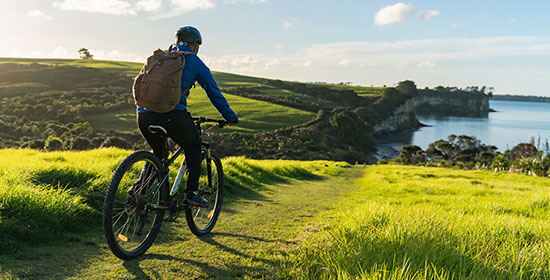 Man riding bike in the countryside